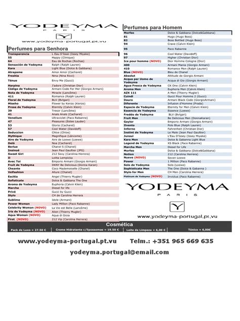 yodeyma perfume list for women.